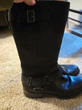 Ugg Biker Black Mid-Calf Buckle Leather Boots